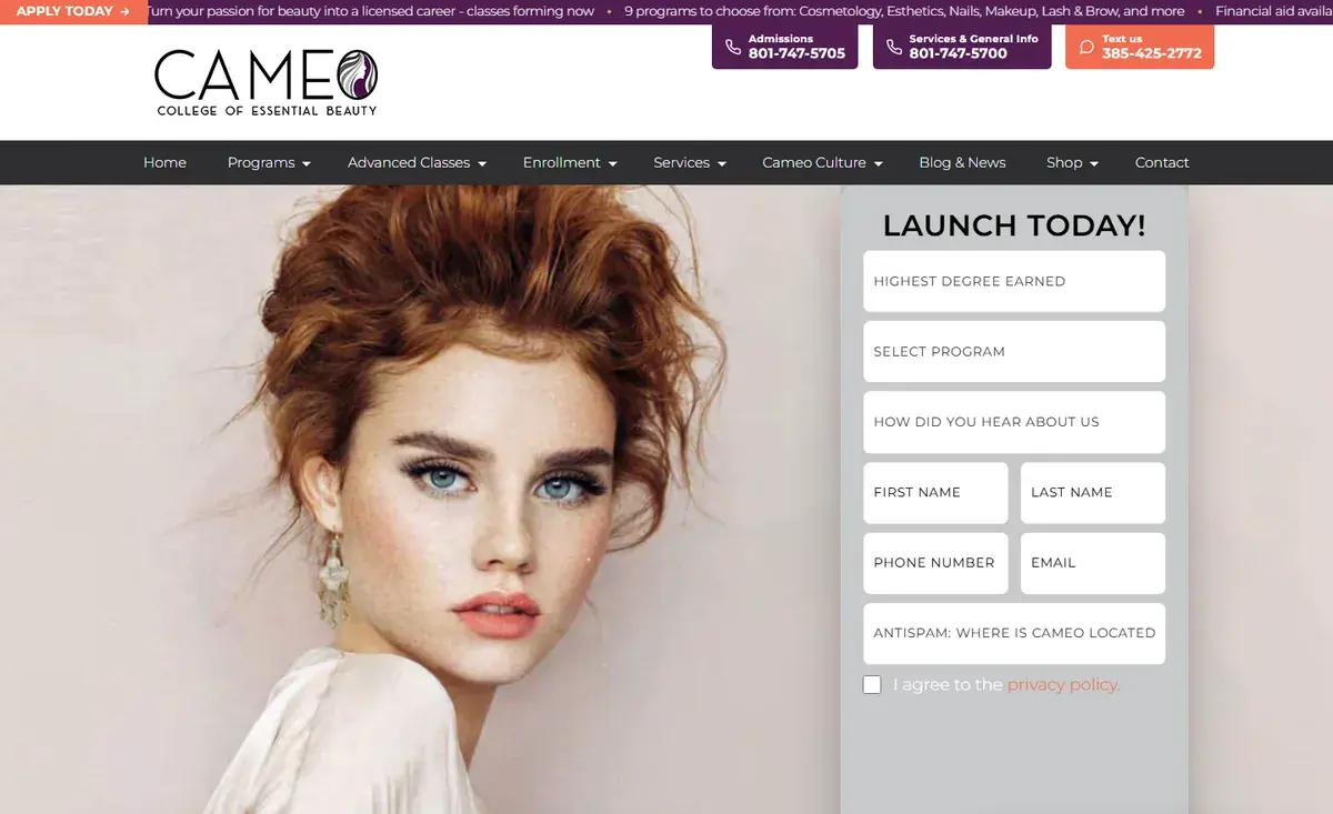Cameo College — Website Redesign / SEO